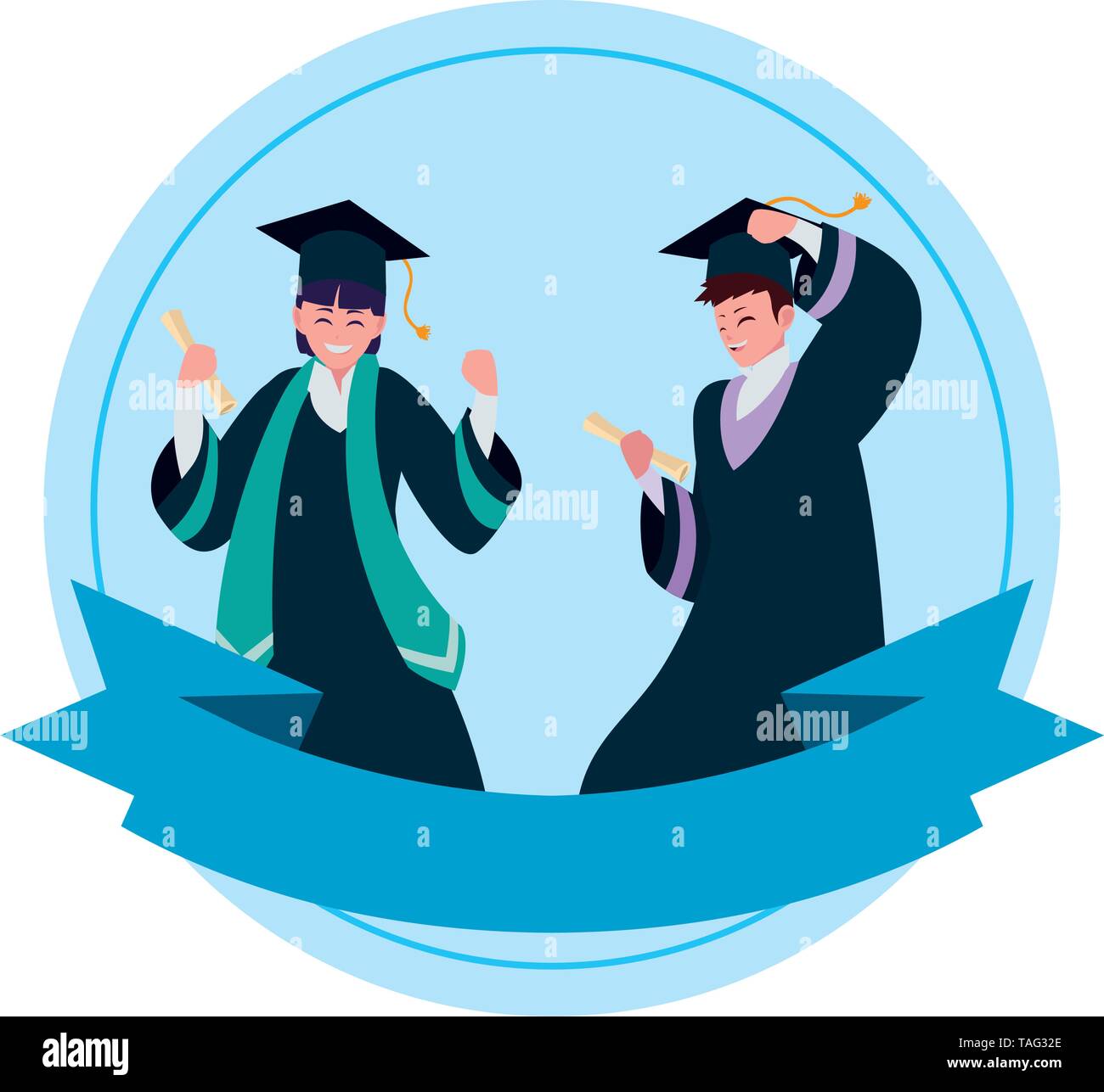 happy students boys graduated celebrating vector illustration design ...