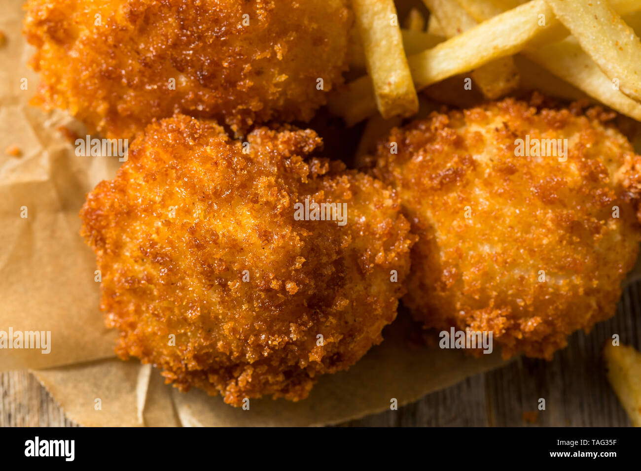 Homemade Deep Fried Scallops with French Fries Stock Photo Alamy