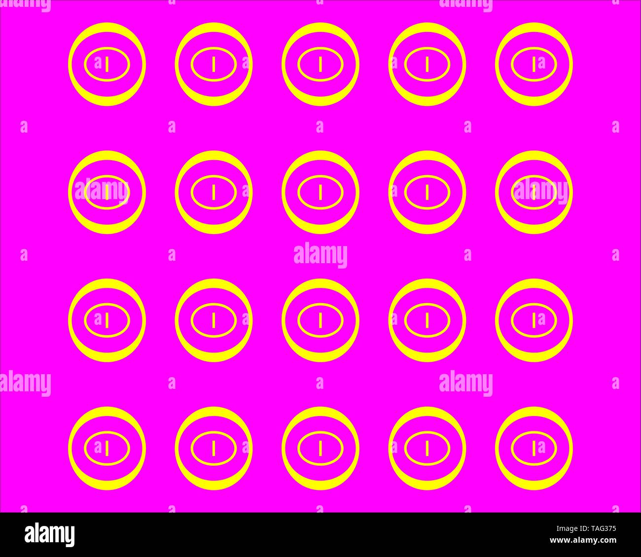 Abstract background from circles and yellow lines. Pattern. Stock Vector