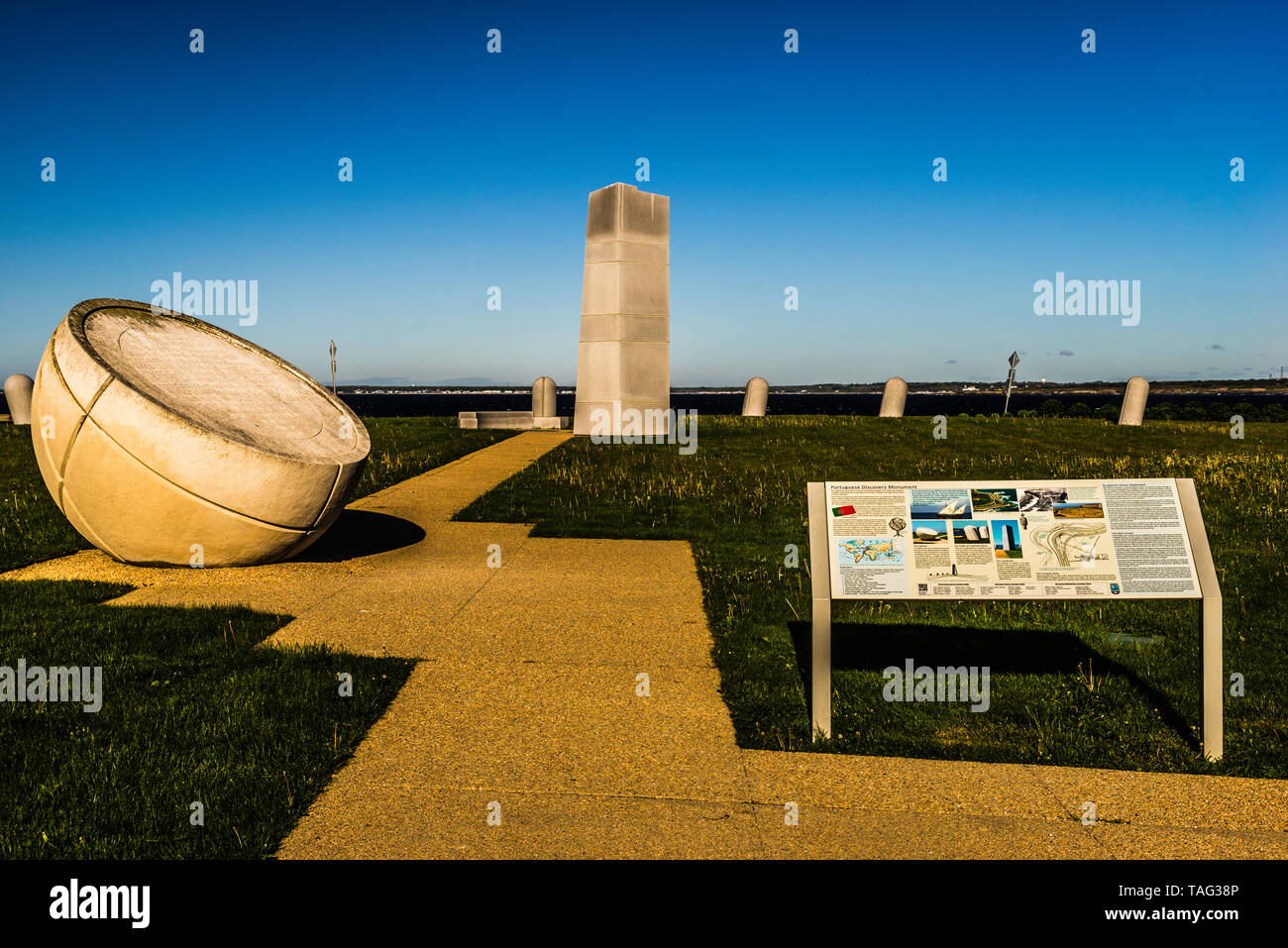 Portuguese Discovery Monument Brenton Point State Park   Newport, Rhode Island, USA Stock Photo