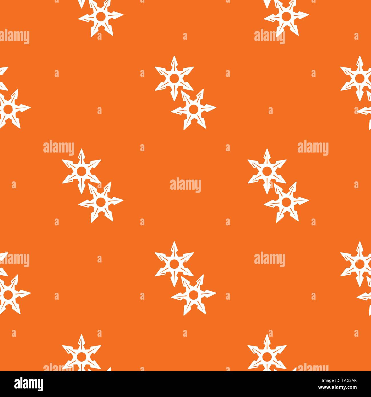 Ninja stars pattern vector orange Stock Vector
