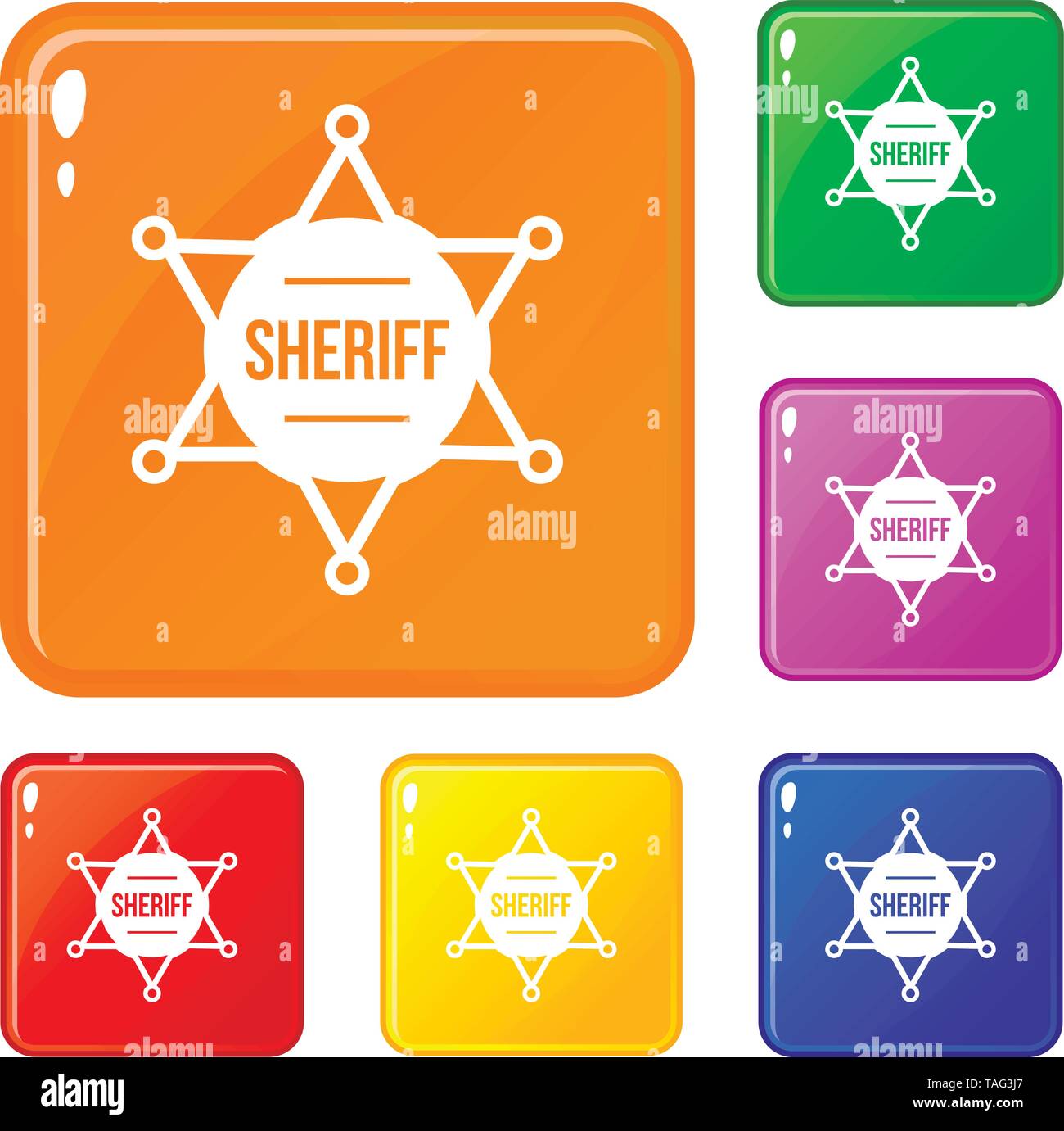 Sheriff Badge Icons Set Vector Color Stock Vector Image Art Alamy