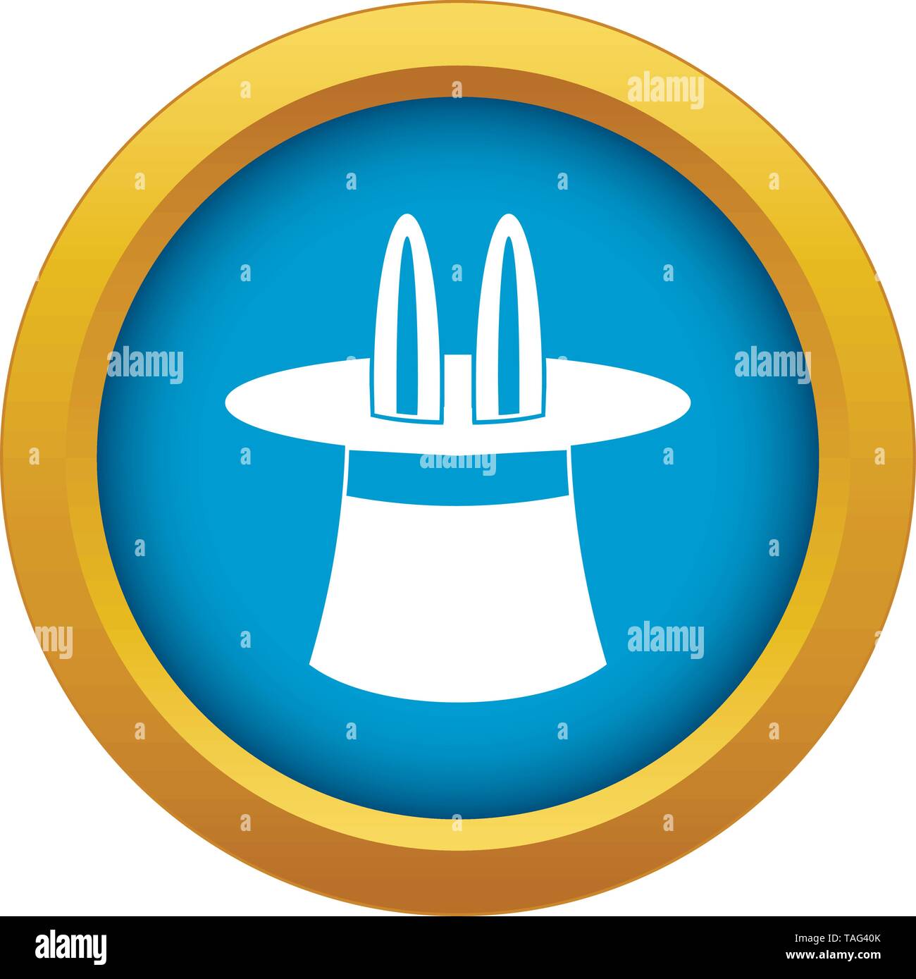 Rabbit ears appearing from a top magic hat icon blue vector isolated Stock Vector