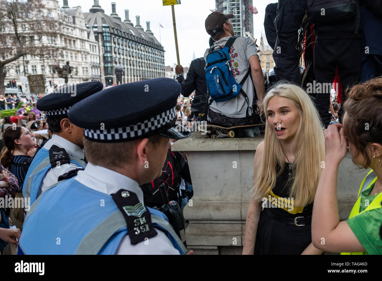 London- May 2019: Extinction rebellion  protest on Parliament Square Stock Photo