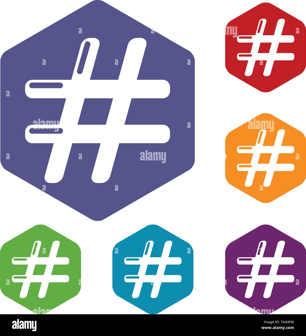 Hashtag icons vector hexahedron Stock Vector