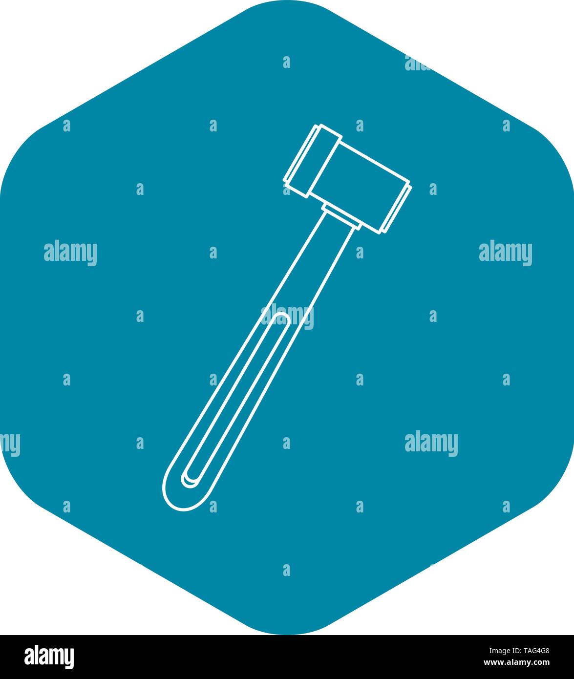 Neurological hammer icon, outline style Stock Vector