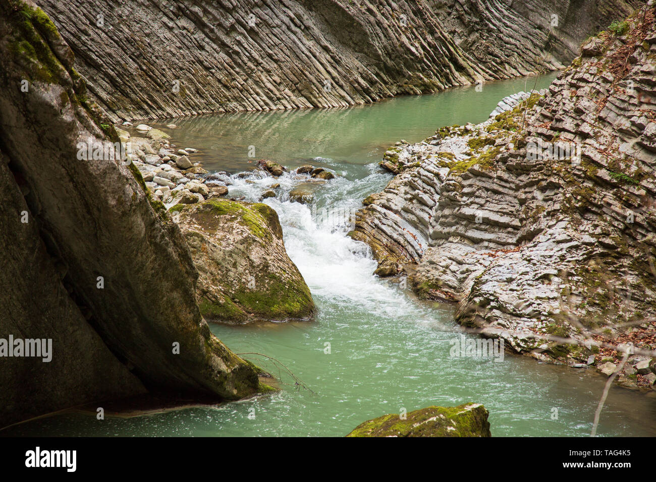 Gorges de la Jogne river canyon in Broc, Switzerland Stock Photo