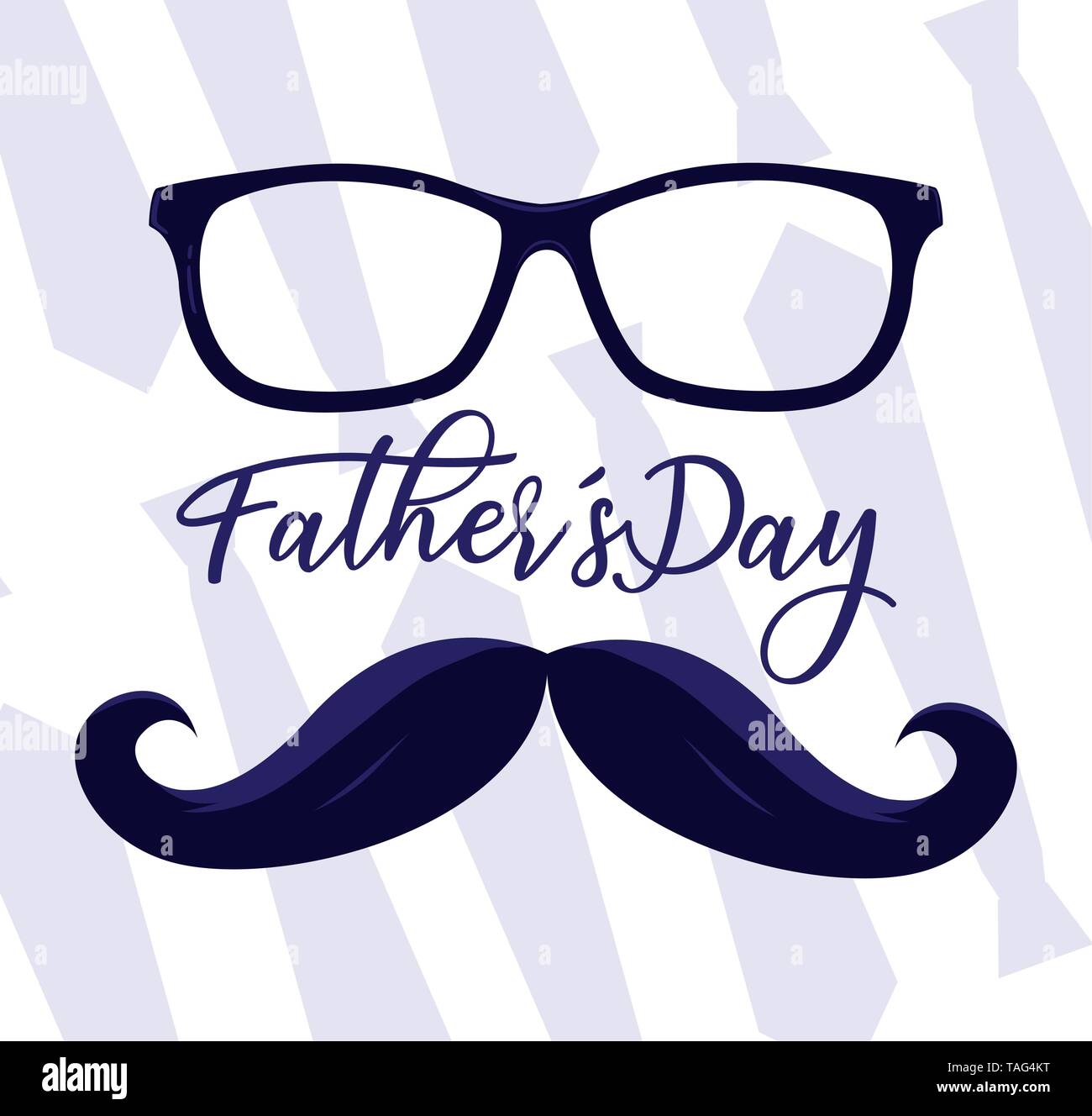 happy father day card with moustache and eyeglasses vector illustration ...