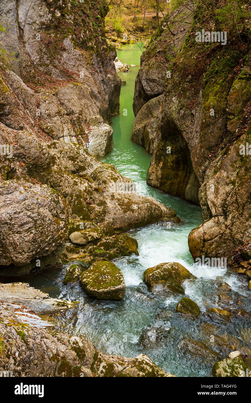 Gorges de la Jogne river canyon in Broc, Switzerland Stock Photo
