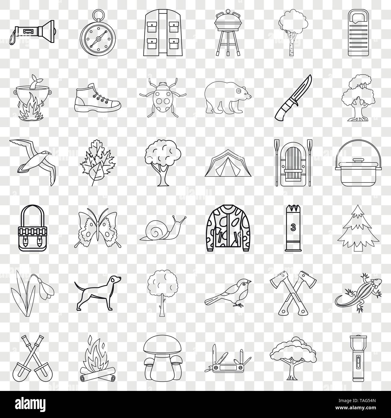 Mushroom icons set, outline style Stock Vector