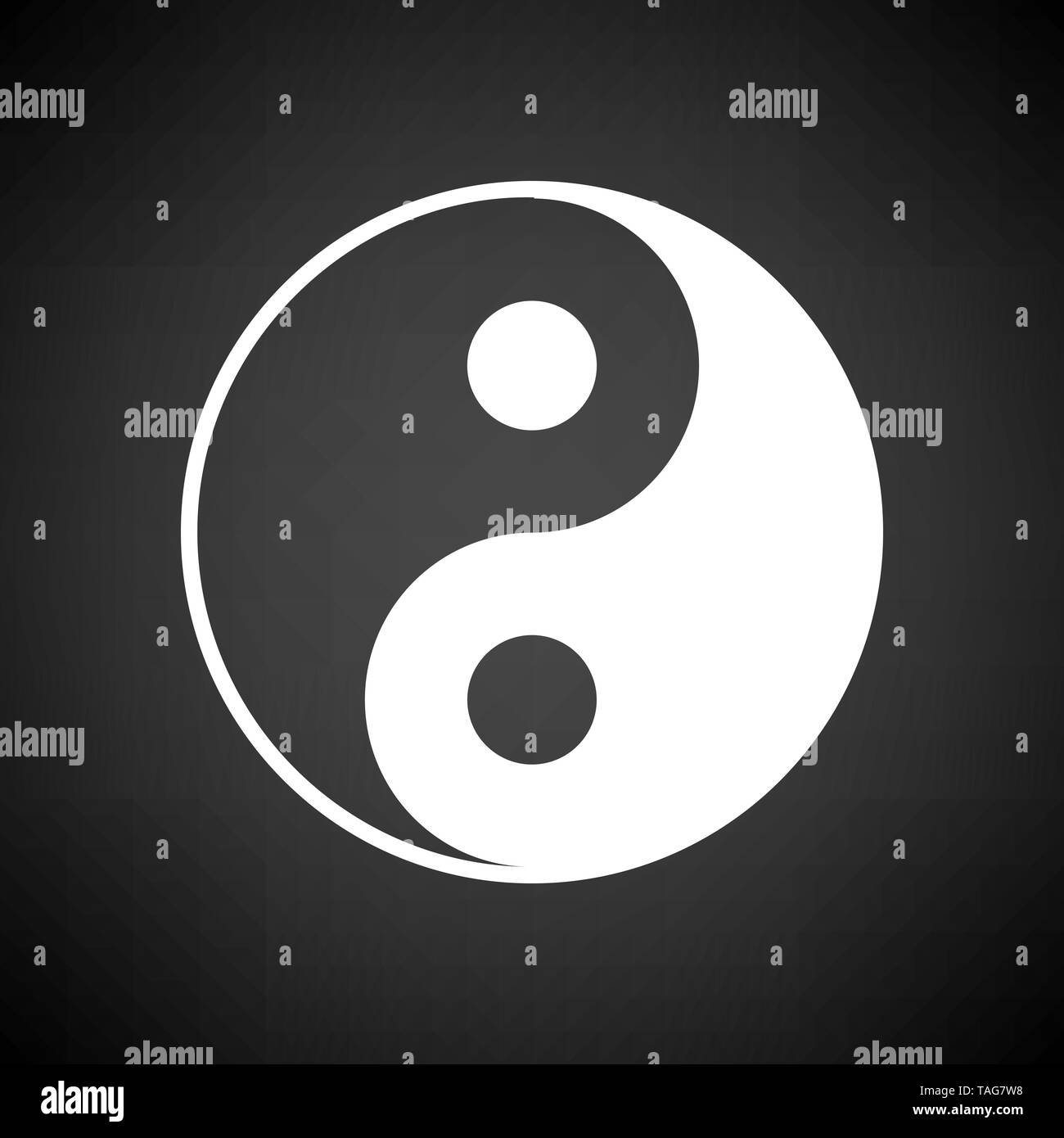 Yin And Yang Icon. White on Black Background. Vector Illustration Stock ...
