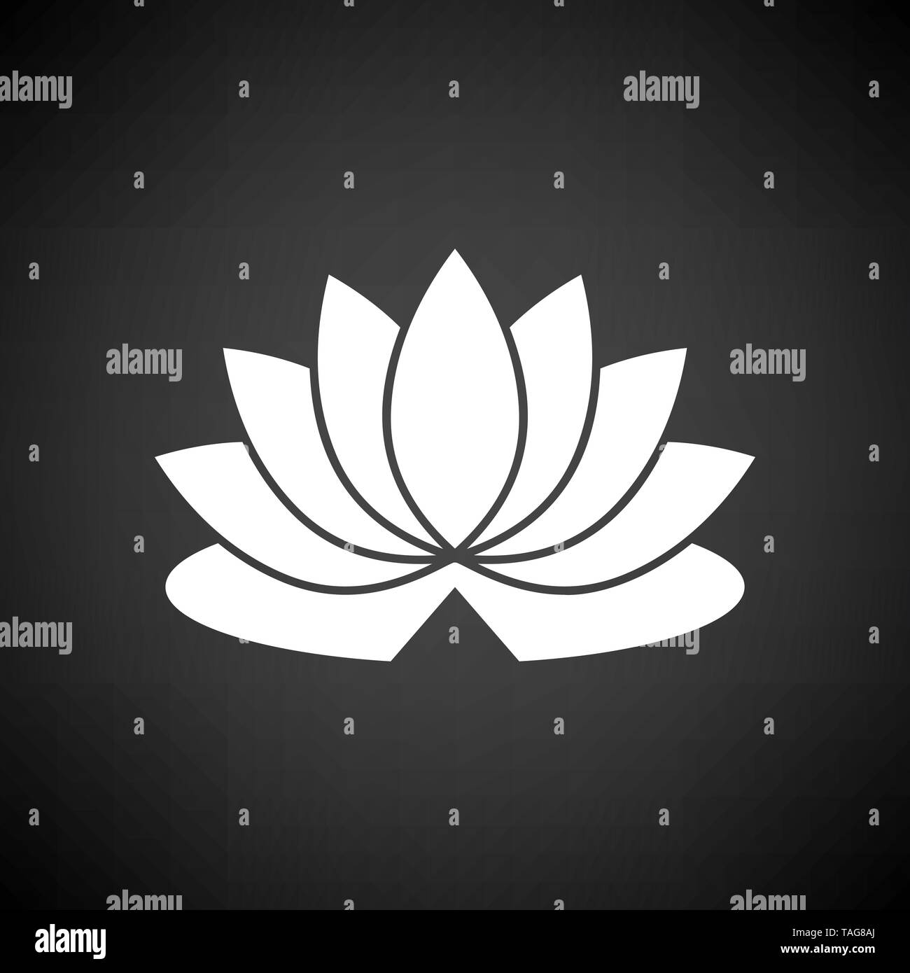 Lotus Flower Icon White On Black Background Vector Illustration Stock Vector Image Art Alamy