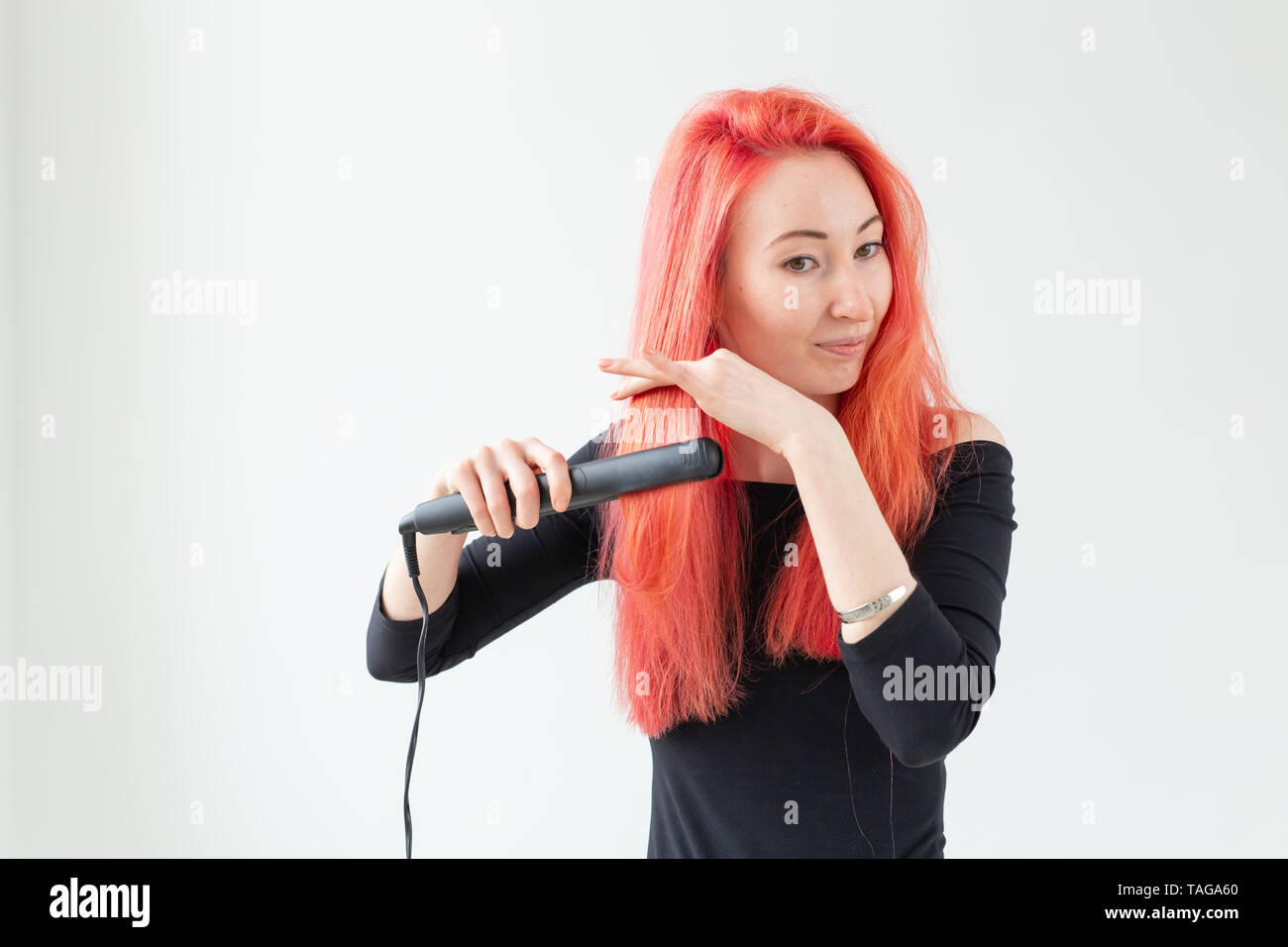Hair Stylist Hairdresser And People Concept Young Woman With