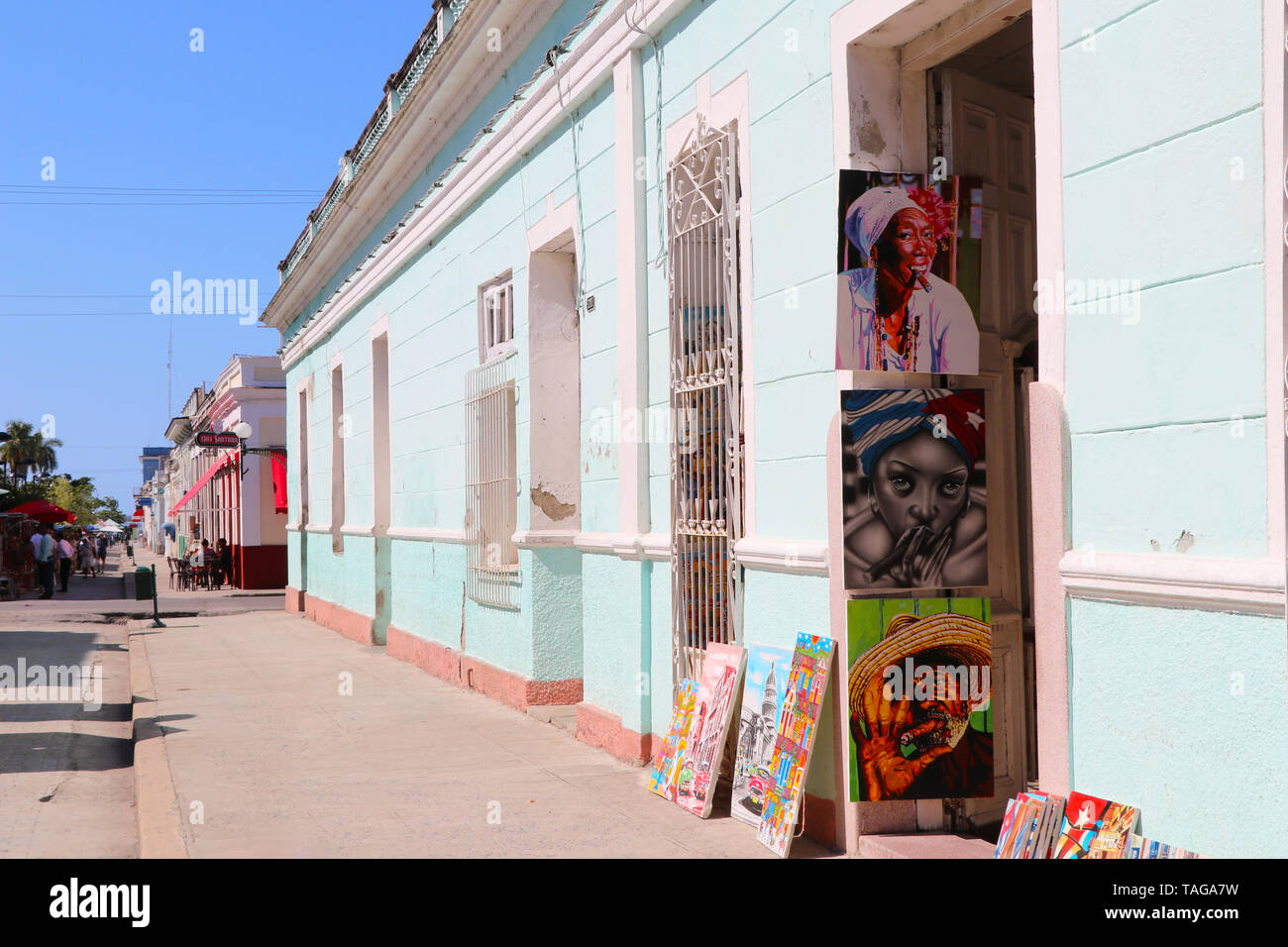 26/04/2019 Cienfuegos, Cuba, Art shop in colonial house in Cienfuegos Stock Photo