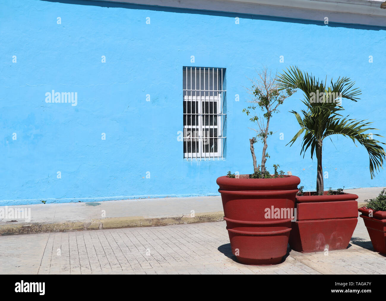 Colorful housing in colonial Cienfuegos, Cuba Stock Photo