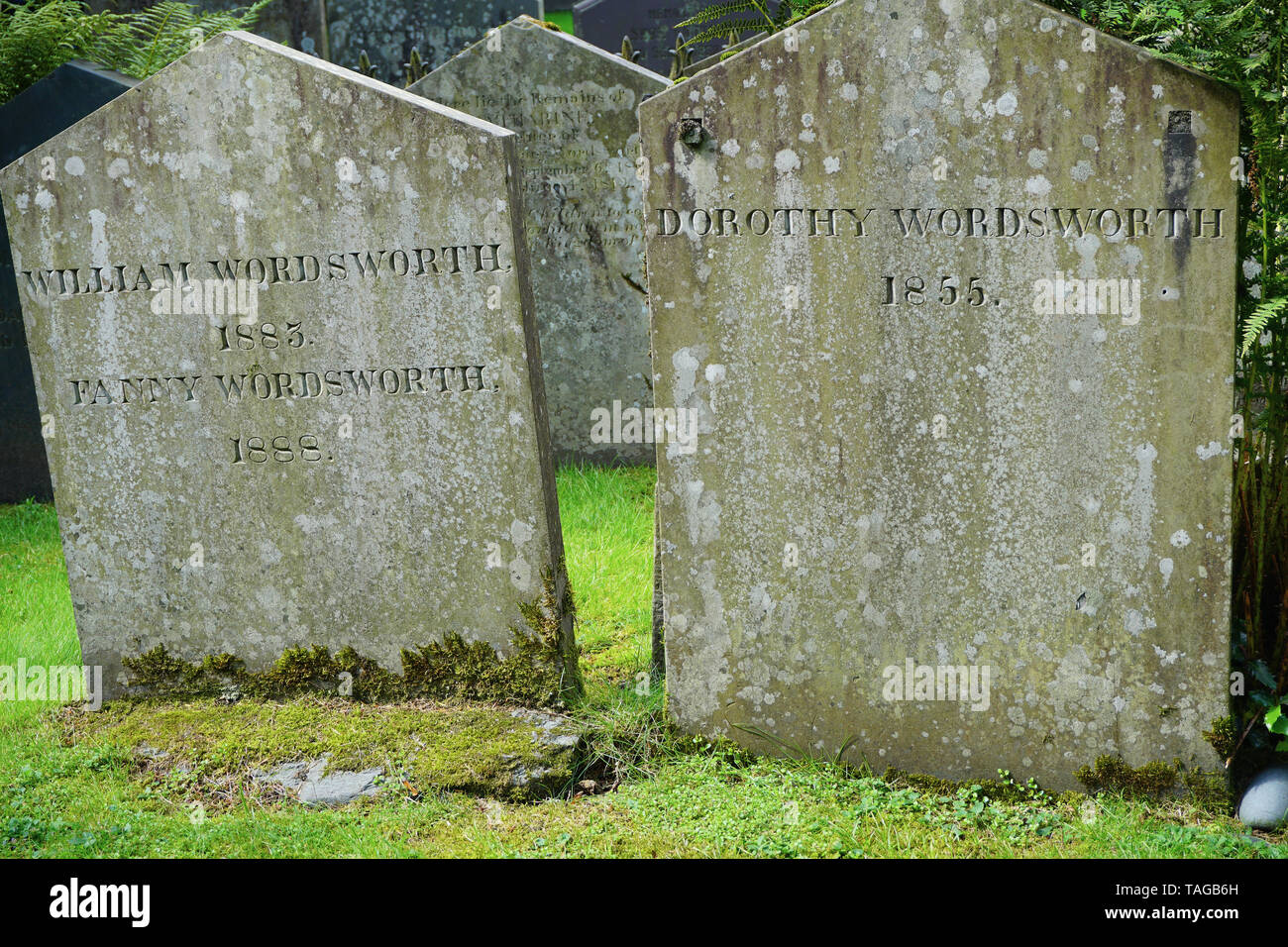Romantic Poet William Wordsworth Grave Stone, Lake District,  England Stock Photo