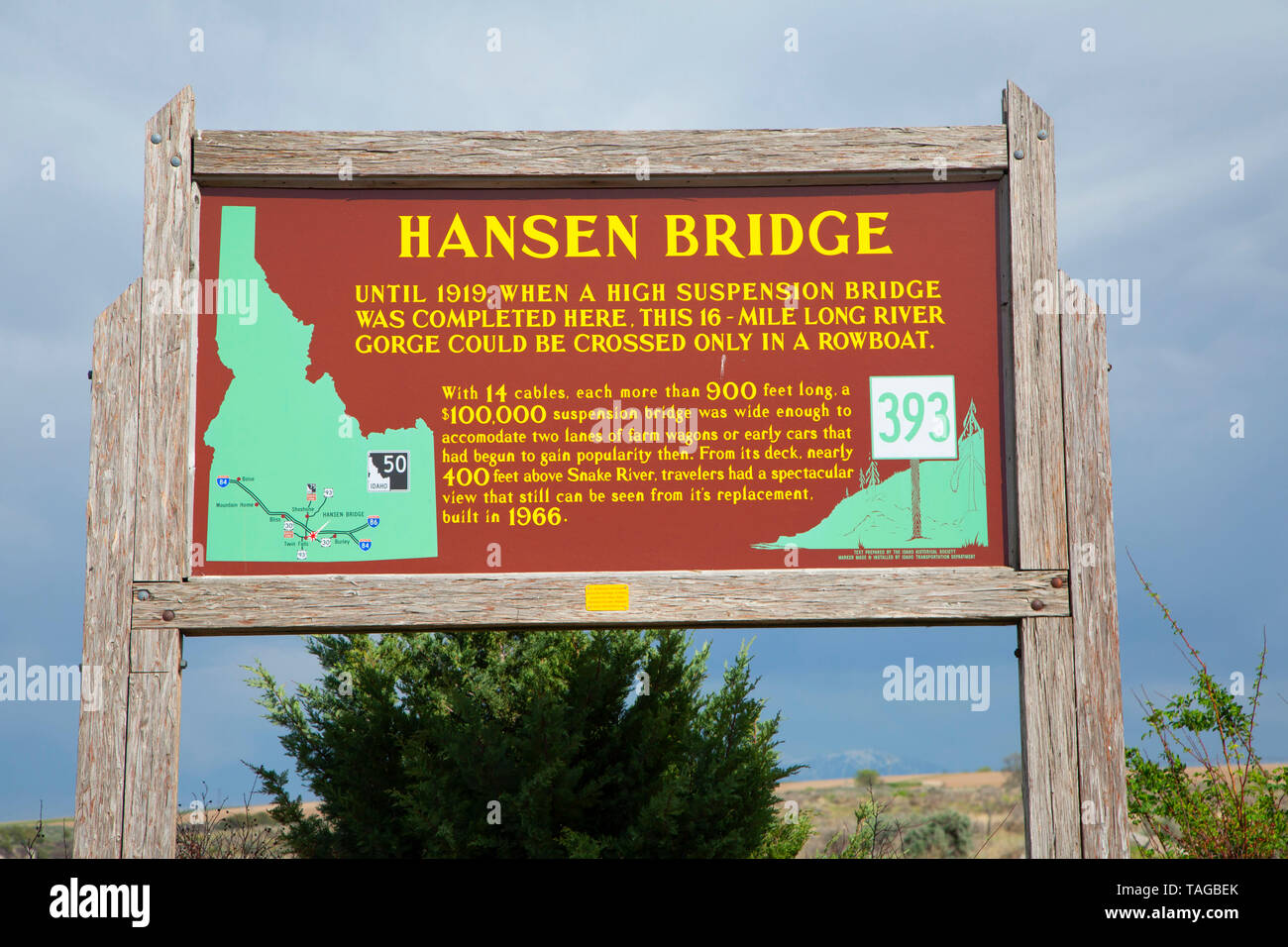Hansen Bridge Historical sign, Twin Falls, Idaho Stock Photo Alamy