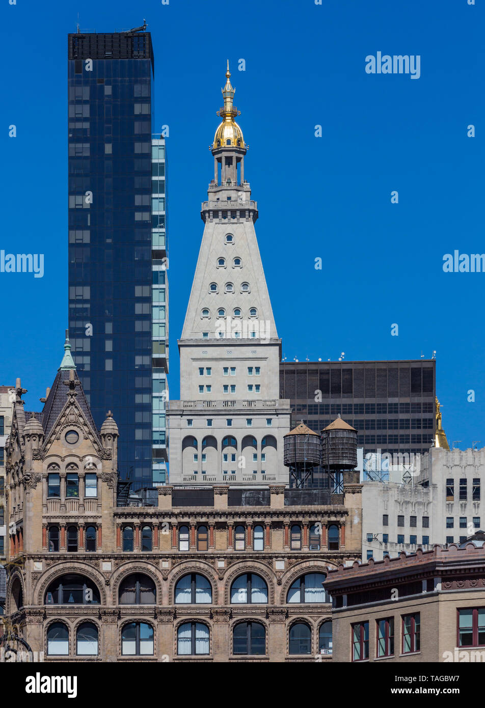 towers rooftop aUnion Square  Manhattan Landmarks in New York City USA Stock Photo