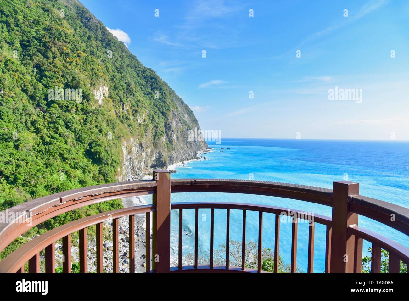 Breathtaking Scenery of Qingshui Cliff From Observatory Deck Stock Photo