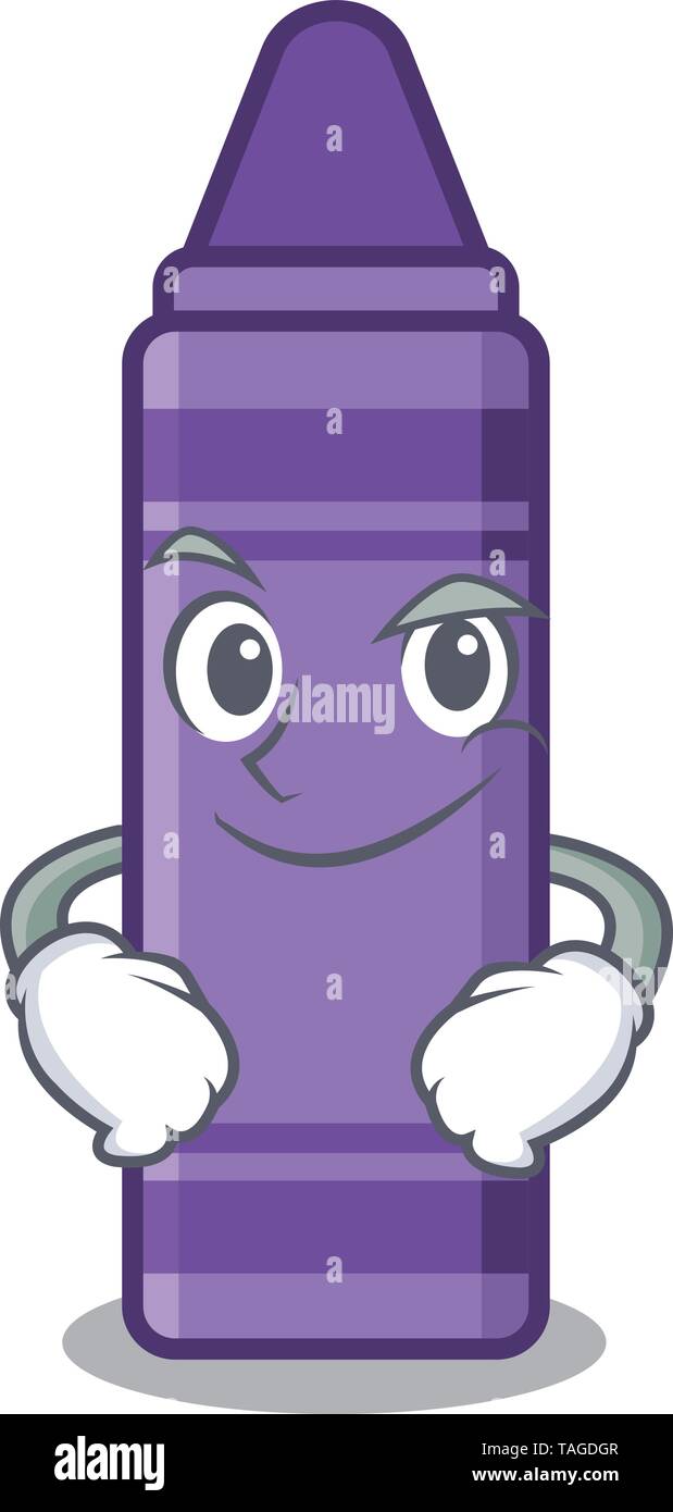 Smirking purple crayon in the cartoon shape Stock Vector