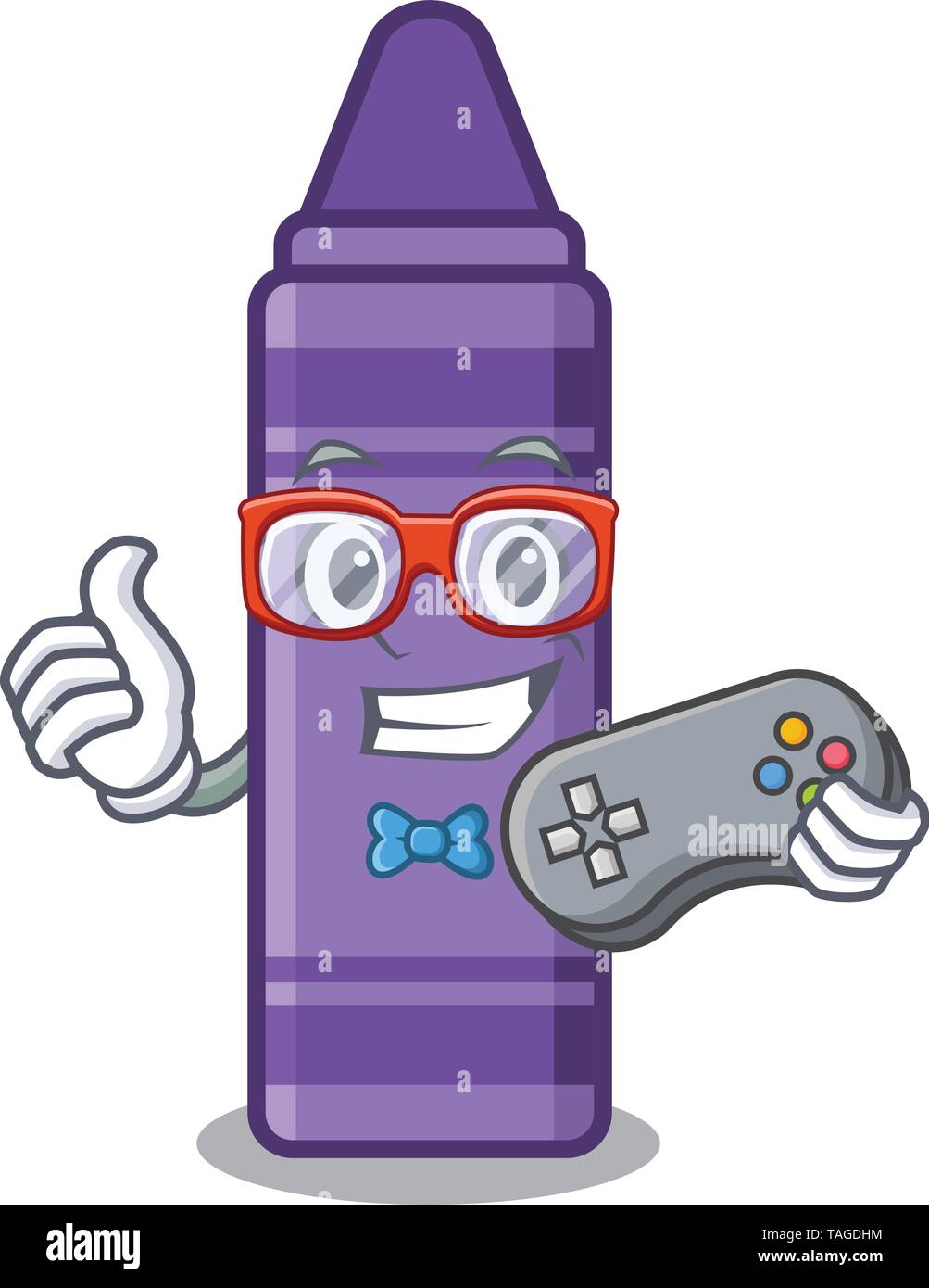 Gamer purple crayon isolated with the character Stock Vector Image