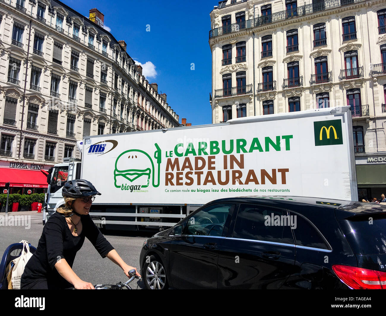 Mc Donalds company truck running on biogas, issued from the treatment ...