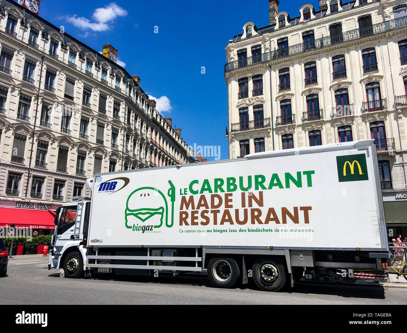 Mc Donalds company truck running on biogas, issued from the treatment ...