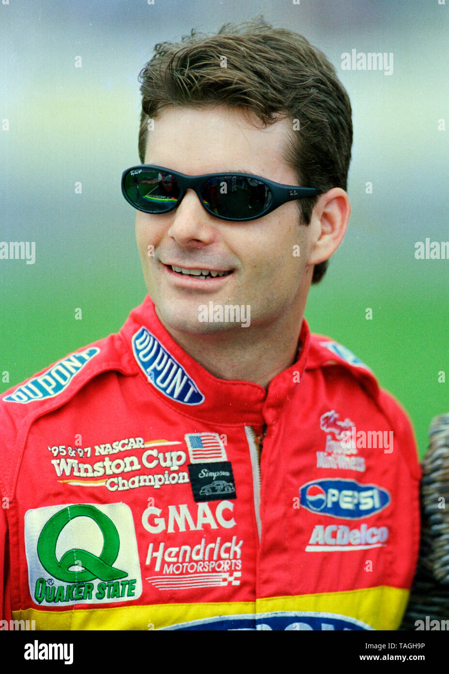Jeff Gordon at drivers introduction at Daytona International Speedway in 1998. Stock Photo