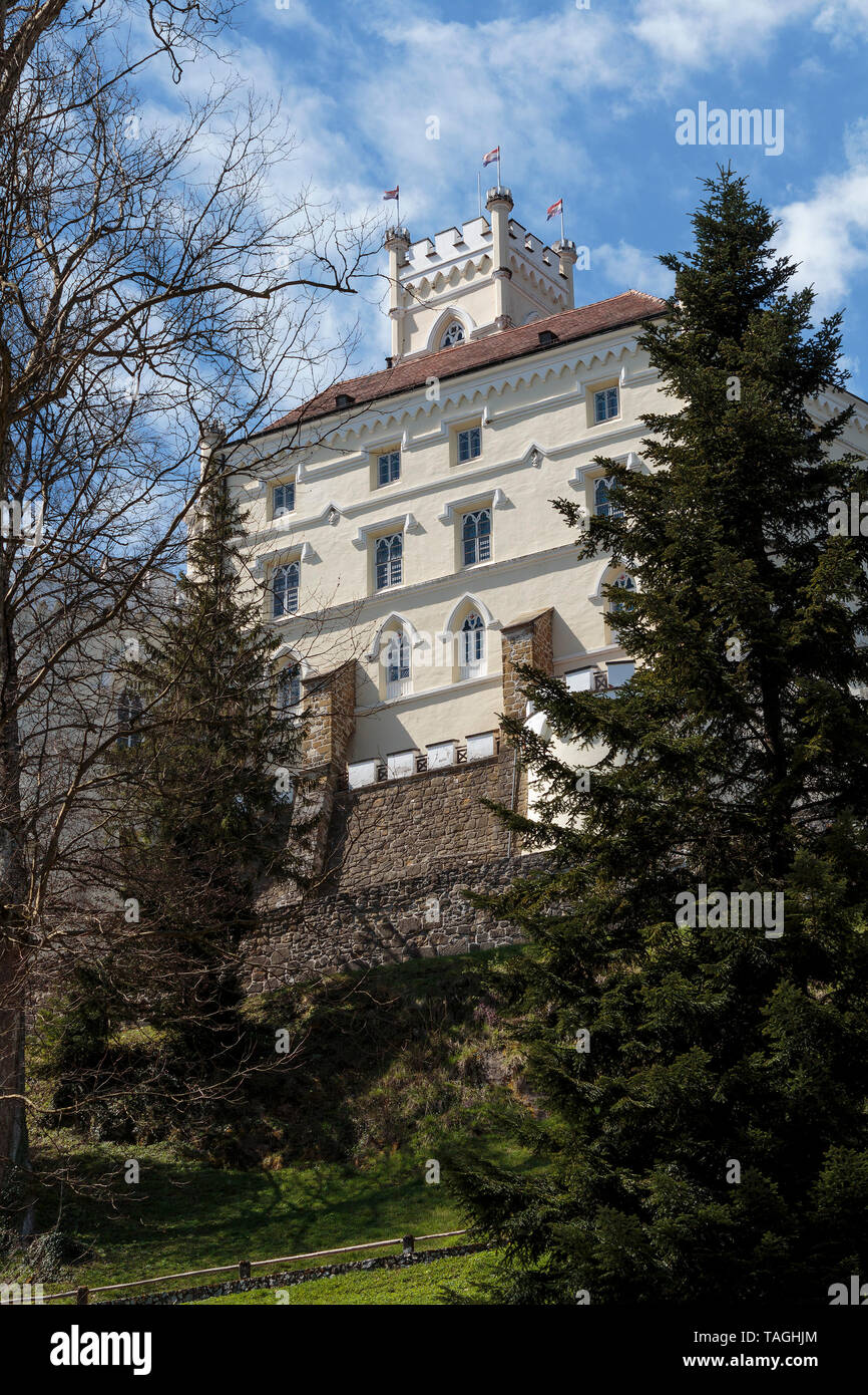 Castle Trakoscan, located in northern Croatia. Trakoscan dates back to the 13th century (first written mention is in 1334). Trakoscan Castle is situat Stock Photo