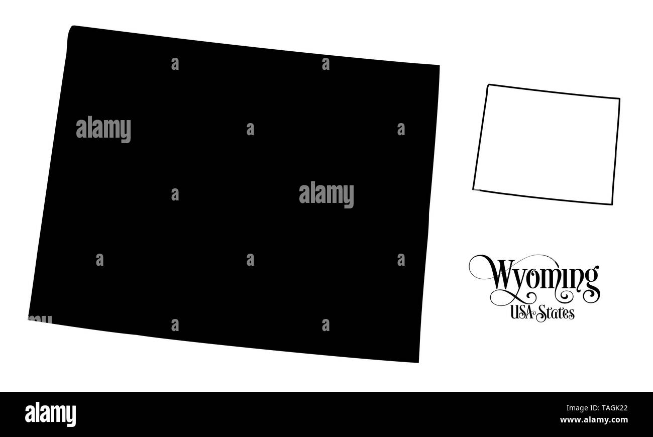 Map of The United States of America (USA) State of Wyoming - Illustration on White Background. Stock Photo