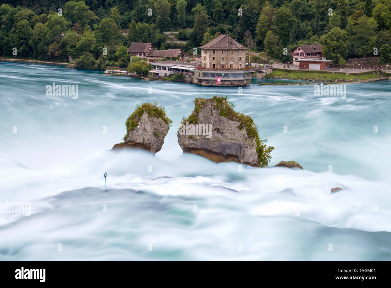 long term exposure of the rhine fall in schaffhausen Stock Photo