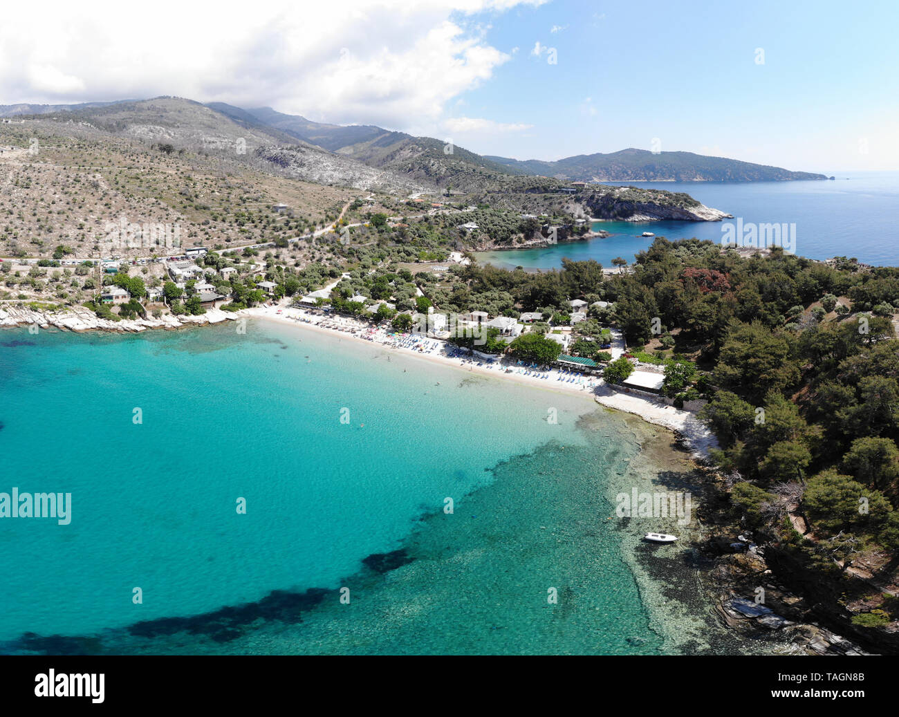 Amazing bay with beach Aliki, Thassos islands, Greece Stock Photo