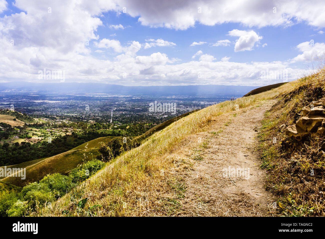 Hiking trail through the hills of south San Francisco bay area, San
