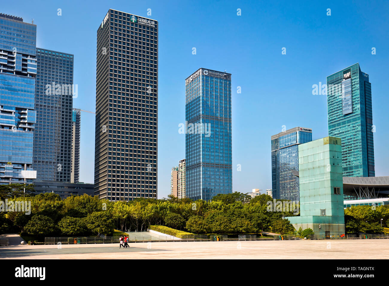 High-rise buildings near Civic Center. Shenzhen, Guangdong Province, China. Stock Photo