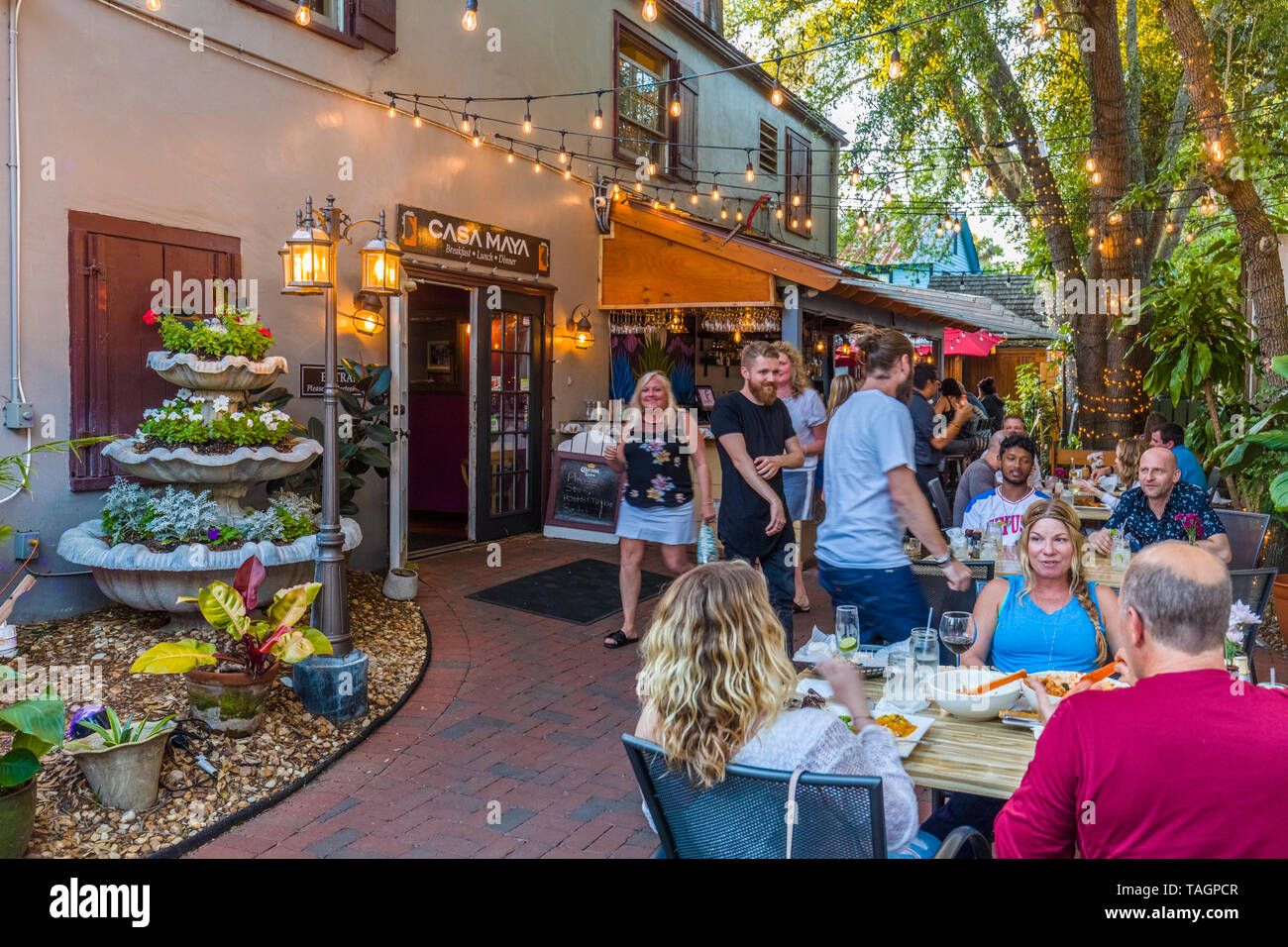 Outdoor restaurant in Historic old section of St Augustine Florida Americas oldest city Stock Photo