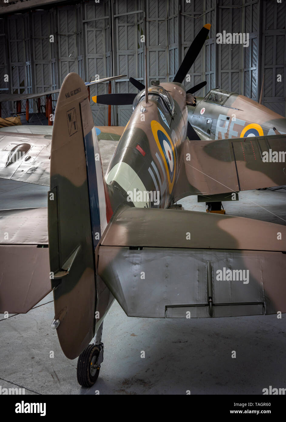 World War Two Supermarine Spitfire at the Imperial War Museum, Duxford, Cambridgeshire, UK Stock Photo