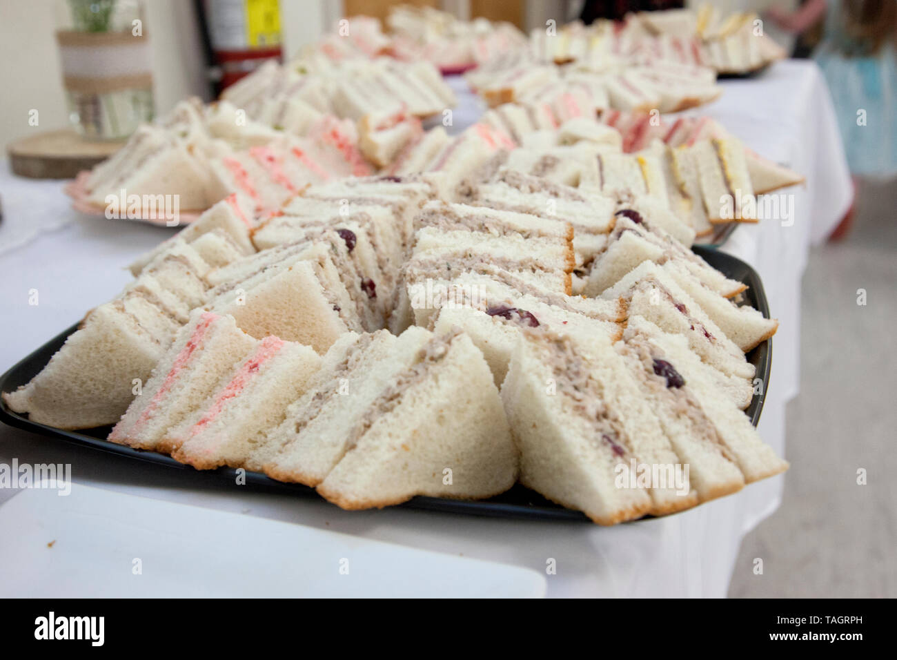 Delicious assortment of finger sandwiches at a function or party Stock Photo