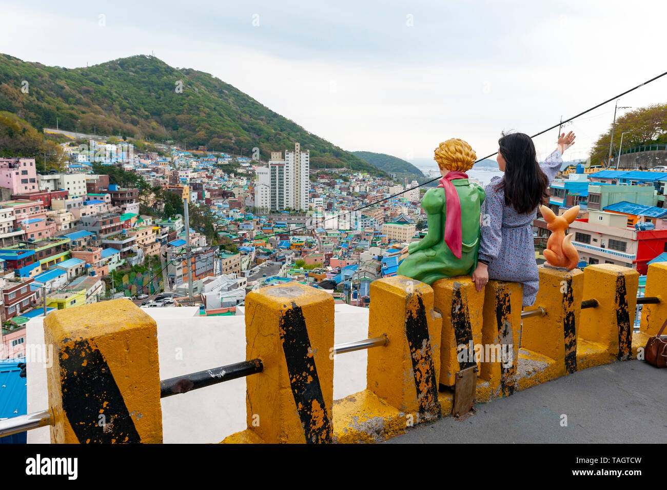 Tourists Visiting Gamcheon Culture Village Famous Attraction With