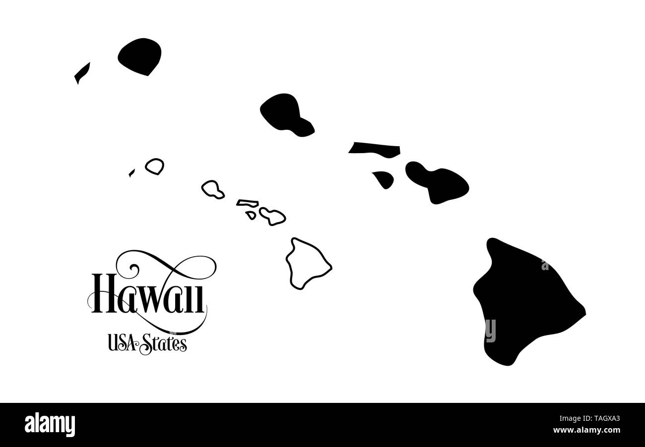 Map of The United States of America (USA) State of Hawaii - Illustration on White Background. Stock Photo