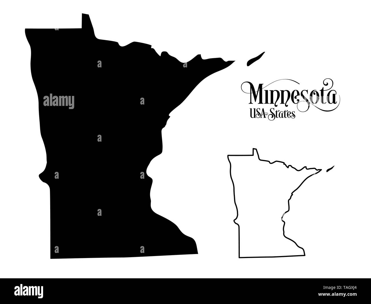 Map of The United States of America (USA) State of Minnesota - Illustration on White Background. Stock Photo