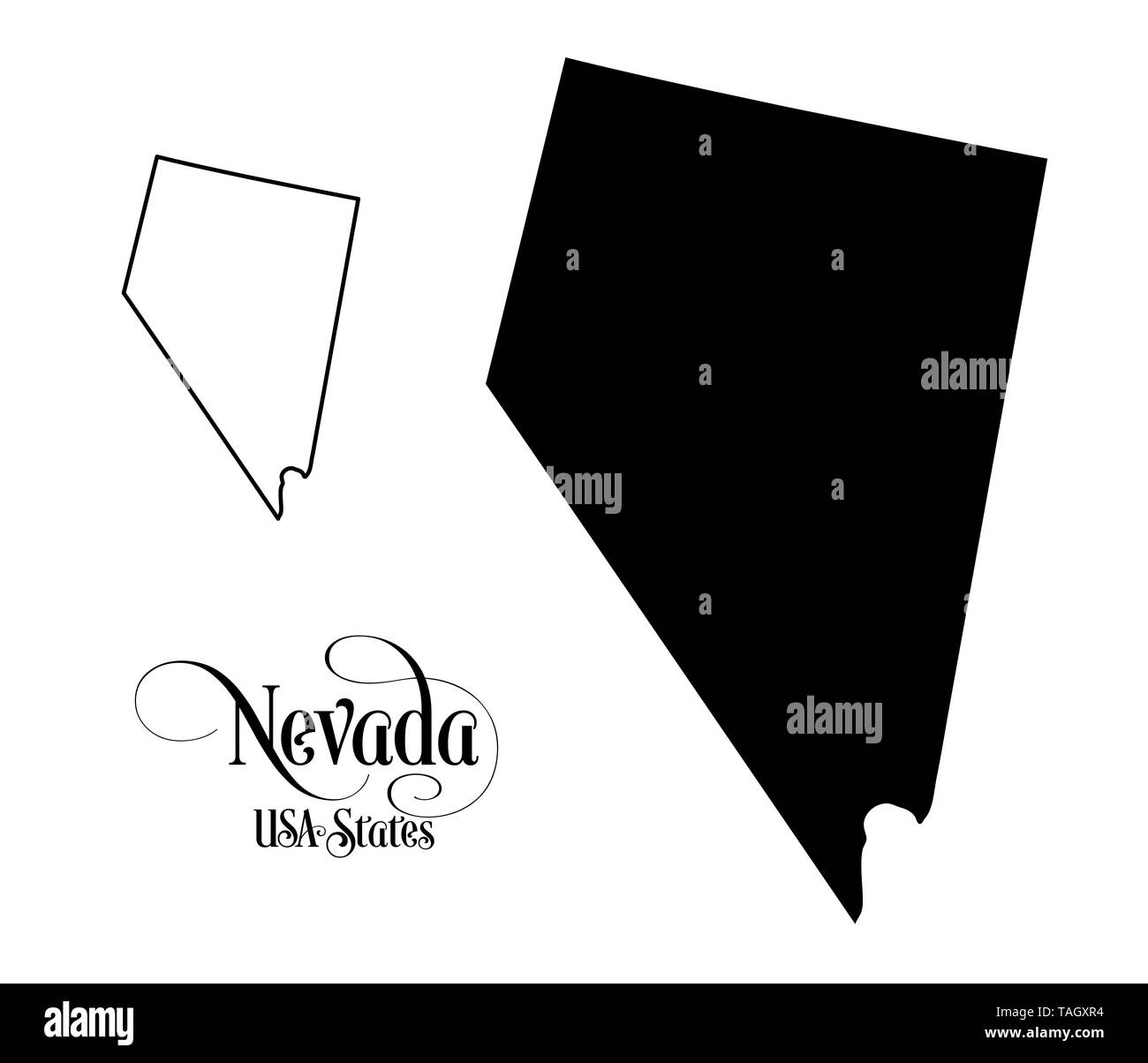 Map of The United States of America (USA) State of Nevada - Illustration on White Background. Stock Photo