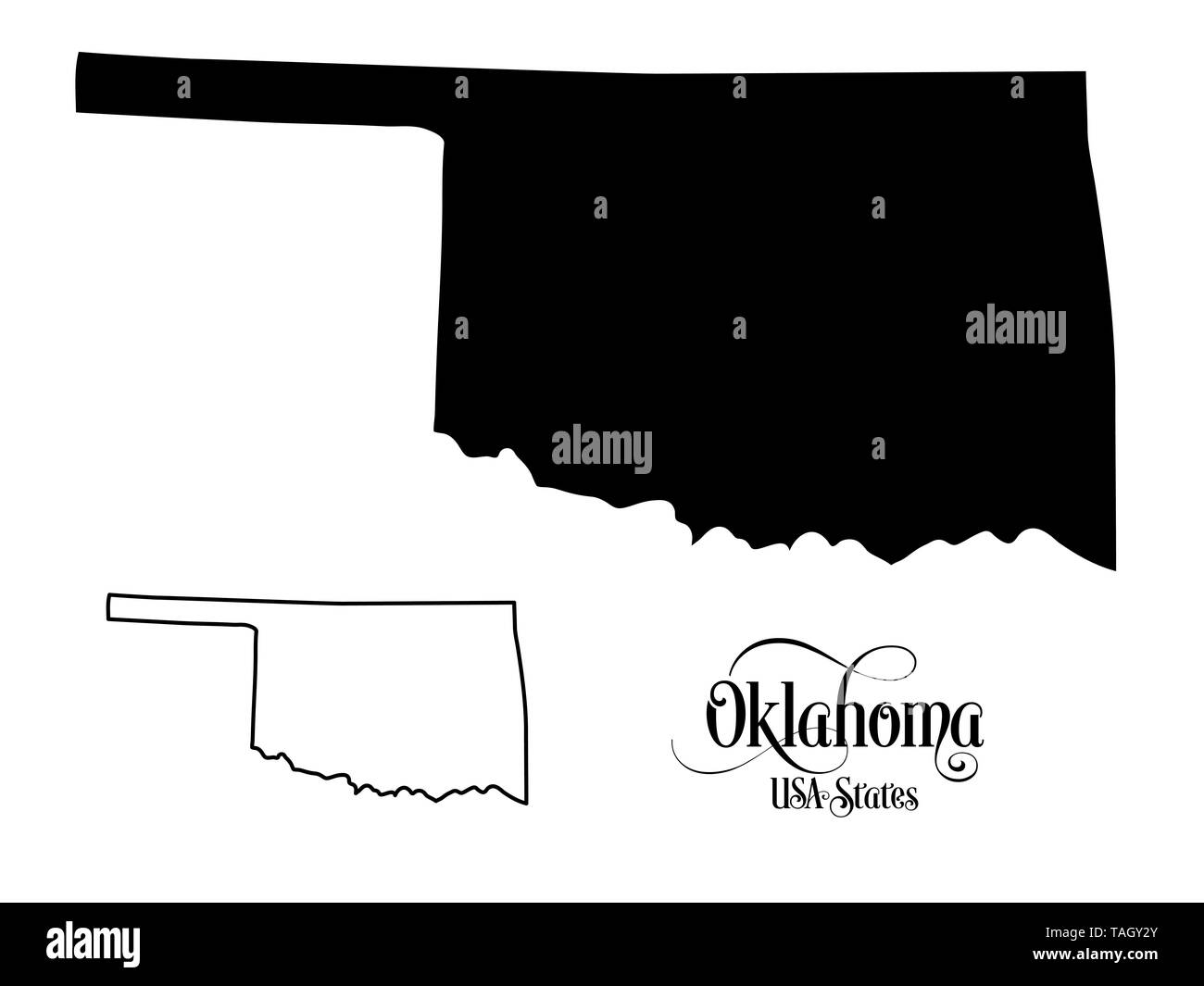 Map of The United States of America (USA) State of Oklahoma - Illustration on White Background. Stock Photo