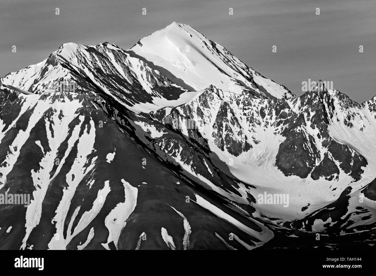 St. Elias Mountains looking at Kluane National Park at sunrise from Haines Junction Yukon Canada from Haines Junction Yukon Canada Stock Photo