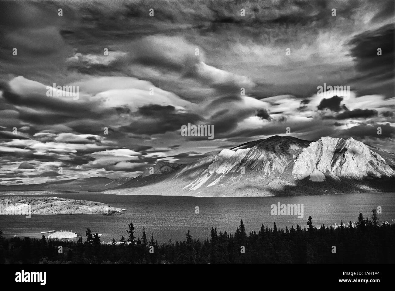 Nares Mountain, Nares Lake an arm of Tagish Lake, Nares Lake, Yukon, Canada Stock Photo