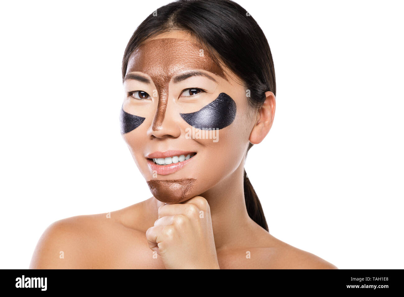 unlock Underholde snesevis Young asian woman with a purifying peel-off mask on her face over white  background Stock Photo - Alamy