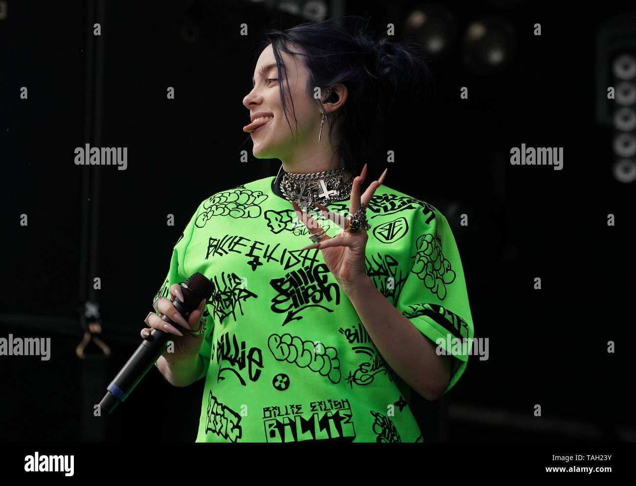 Billie Eilish performs during the first day of BBC Radio 1's Big Weekend at Stewart Park, Middlesbrough. Stock Photo