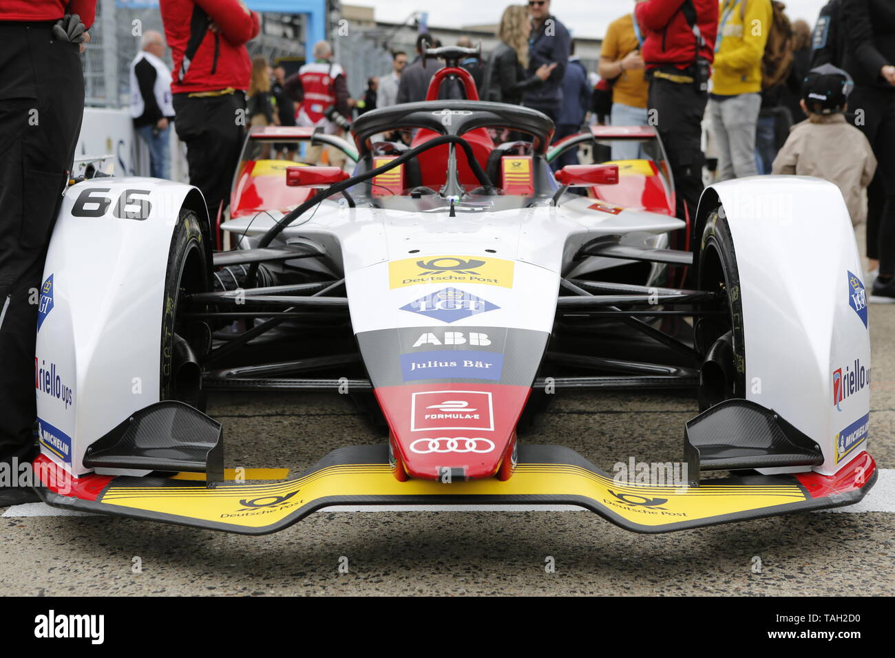 25.05.2019, Berlin, Germany.Daniel Abt at the grid. Lucas Di Grassi from the Audi Sport Abt Schaeffler team wins the Berlin ePrix. Sébastien Buemi from the team Nissan e.dams wins the second place and Jean-Eric Vergne from the team DS TECHEETAH wins the third place. The Formula E will be on the 25th of May 2019 for the fifth time in Berlin. The electric racing series 2018/2018 will take place at the former Tempelhof Airport. Stock Photo