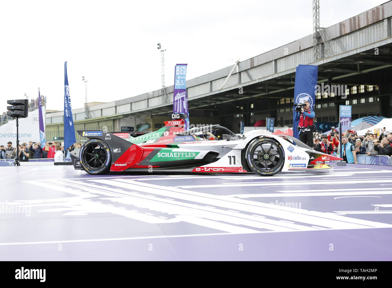 25.05.2019, Berlin, Germany. Lucas Di Grassi at the race. Lucas Di Grassi from the Audi Sport Abt Schaeffler team wins the Berlin ePrix. Sébastien Buemi from the team Nissan e.dams wins the second place and Jean-Eric Vergne from the team DS TECHEETAH wins the third place. The Formula E will be on the 25th of May 2019 for the fifth time in Berlin. The electric racing series 2018/2018 will take place at the former Tempelhof Airport. Stock Photo