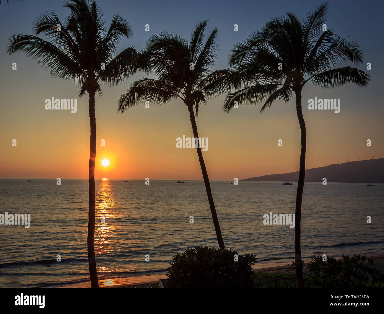 Another unreal Maui sunset. Kihei, Maui, Hawaii, USA Stock Photo