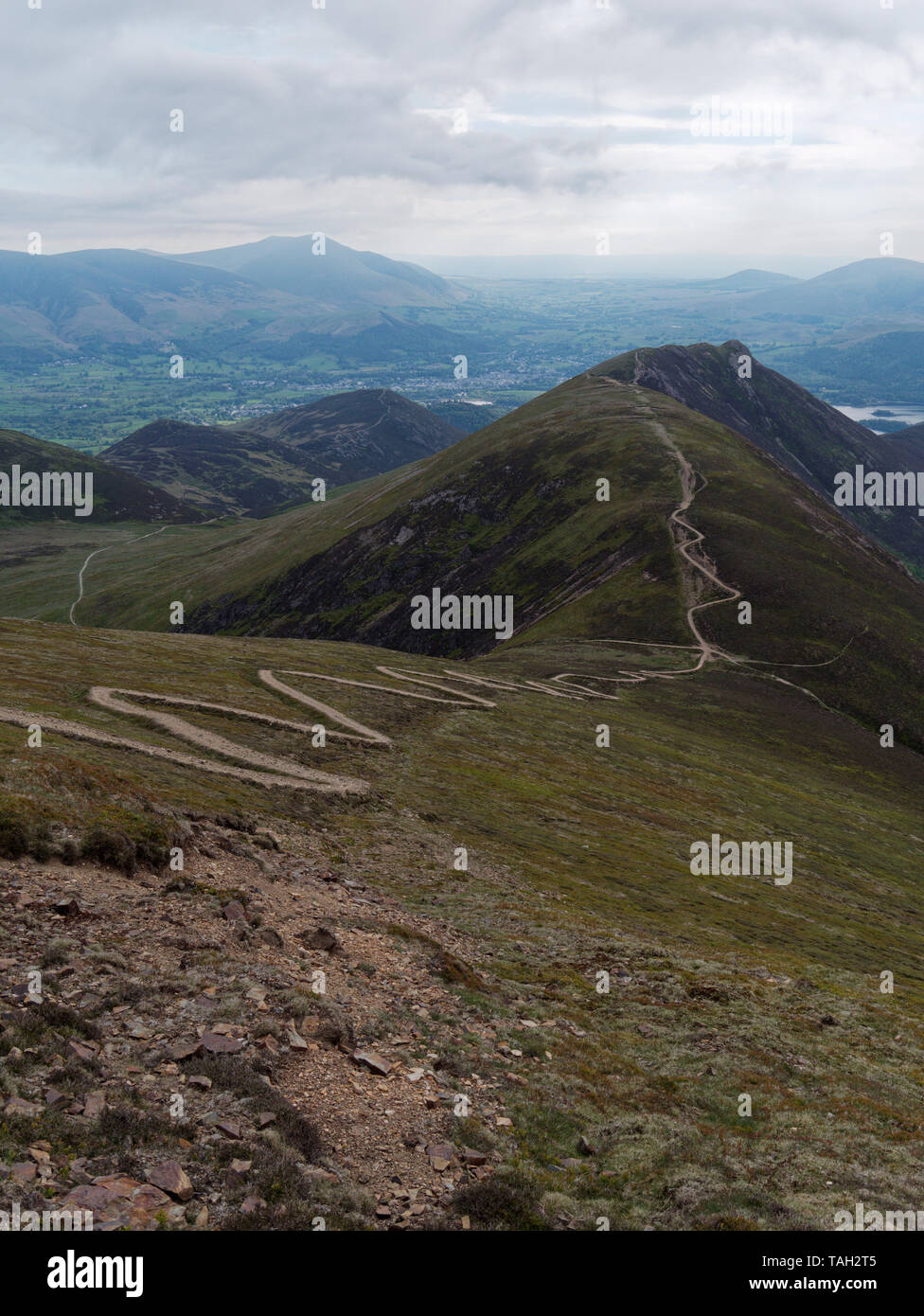 The zig zag path installed on Sail Fell by the 'Fix the Fells' Charity is a blot on the landscape Stock Photo